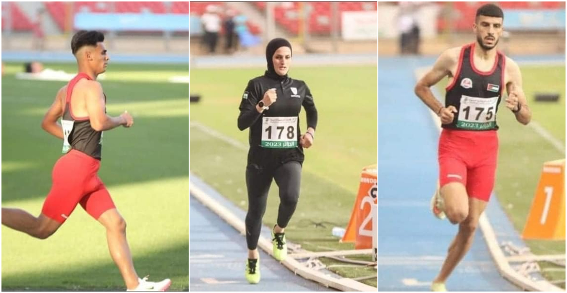 ثلاثة عدّائين من فلسطين يشاركون في منافسات ألعاب القوى ضمن فعاليات الألعاب الآسيوية المقامة في الصين (تامر قاعود/ محمد دويدار/ حنين الريماوي). 