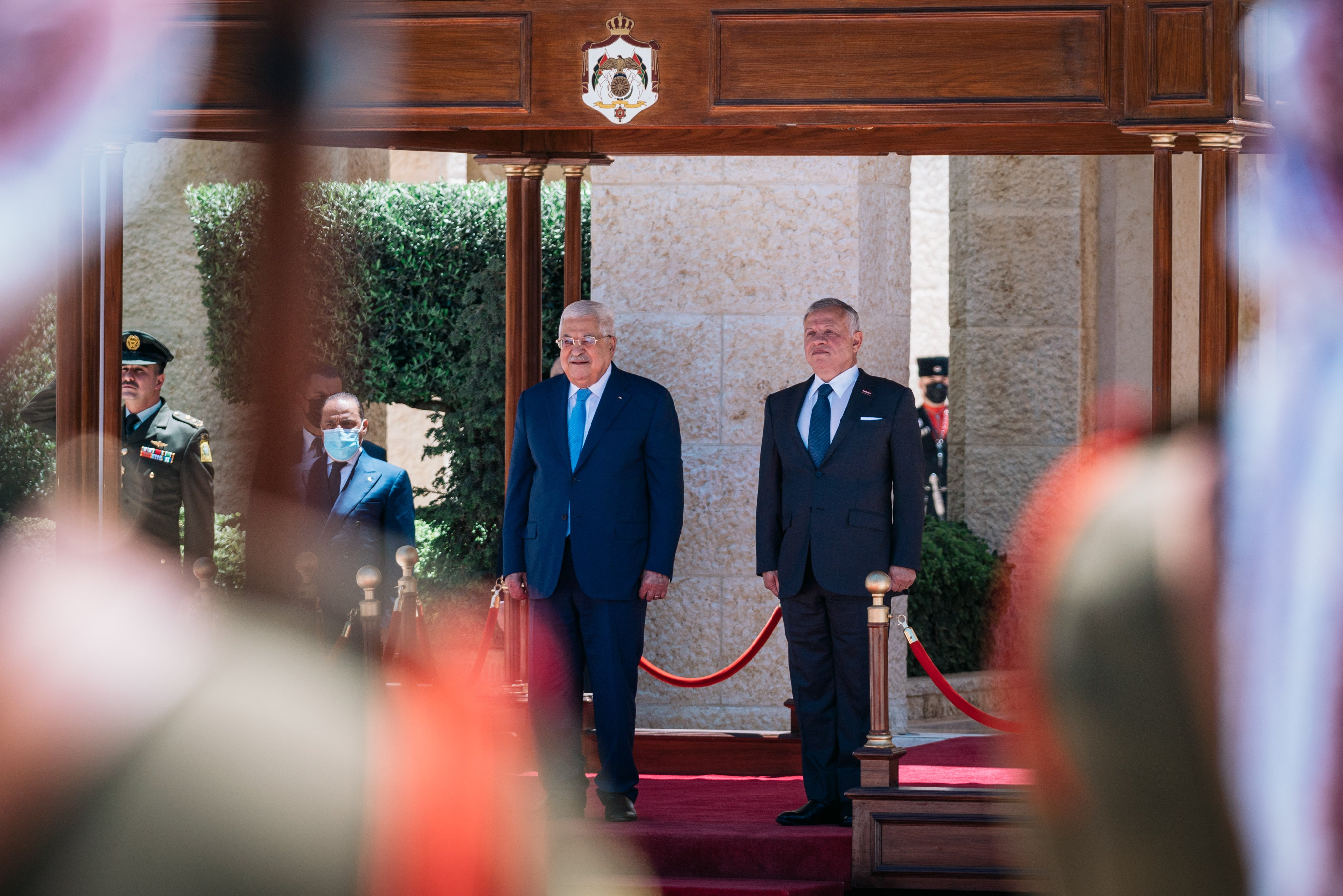 مراسم استقبال رسمي للرئيس عباس في قصر الحسينية الأردني