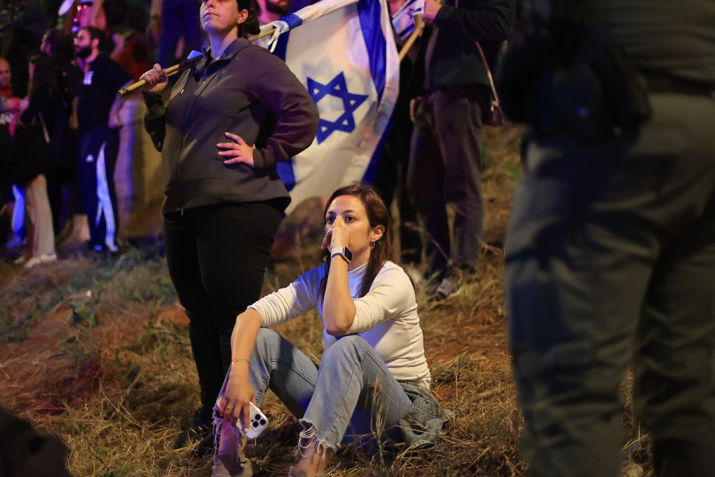 من الاحتجاجات الإسرائيلية الرافضة للإصلاحات القضائية، السبت (Saeed Qaq/ Getty Images)