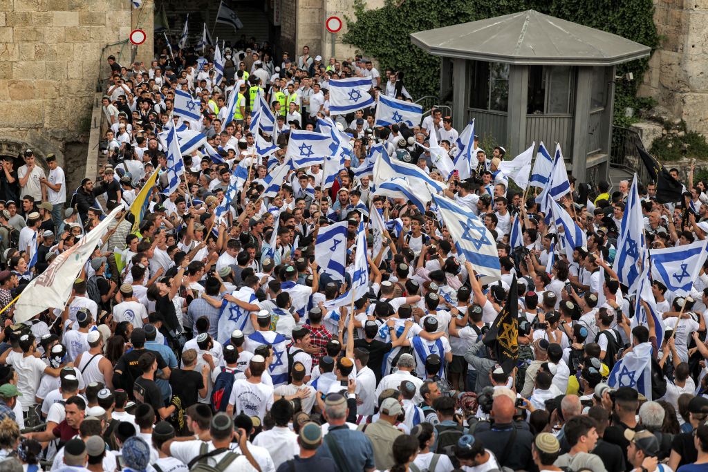 مستوطنين في مسيرة الاعلام في القدس