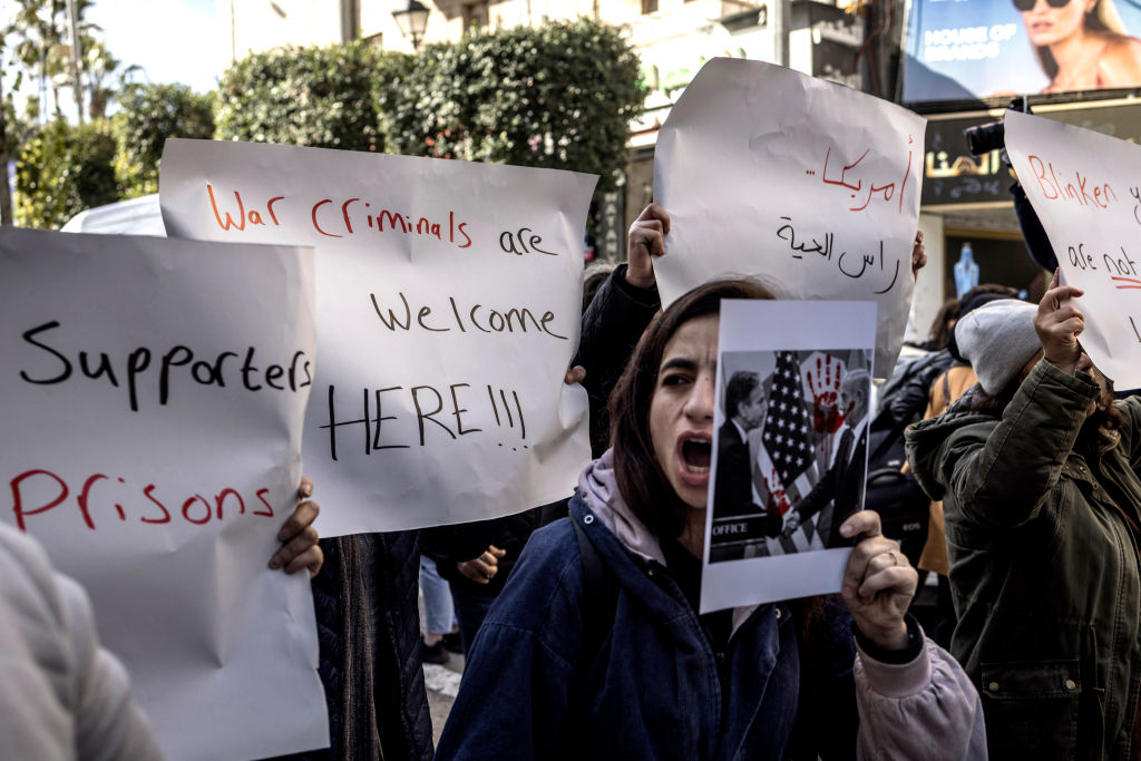 مظاهرة رام الله رفضًا لزيارة بلينكن | غيتي ايميجز