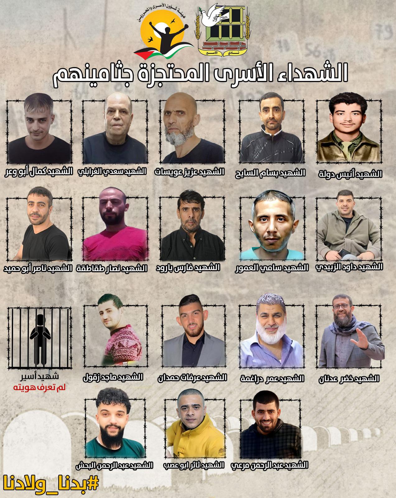 الأسرى الشهداء المحتجزة جثامينهم لدى الاحتلال  