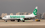 طائرة تابعة لشركة ترانسافيا الفرنسية في مطار اللد (gettyimages)