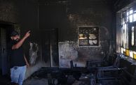 آثار النيران في حريق منزل إرهابيون يهود ترمسعيا | تصوير أحمد غرابلي