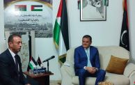 رئيس الوزراء الليبي عبد الحميد الدبيبة في مقر سفارة فلسطين بطرابلس