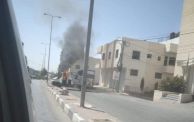 حرق مركبة نفايات في بلدية الخليل