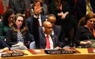 المندوب الأمريكي في مجلس الأمن لحظة التصويب ضدّ وقف نار إنساني في قطاع غزة CHARLY TRIBALLEAU/ Getty Images