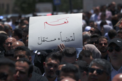 من اعتصام نقابة المحامين اليوم أمام مجلس الوزراء برام الله - ABBAS MOMANI/ Getty