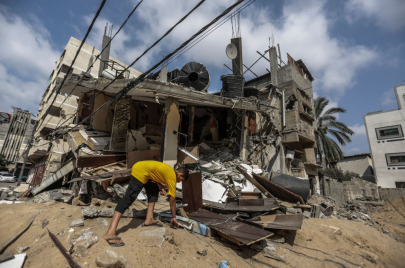 منزل مدمر في قطاع غزة بعد قصفه من قبل جيش الاحتلال خلال العدوان الإسرائيلي الأخير على قطاع غزة (gettyimages)