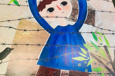 لوحة فنيّة تعبّر عن اعتقال الأطفال في سجون الاحتلال (تصوير: مجاهد بني مفلح/ الترا فلسطين)