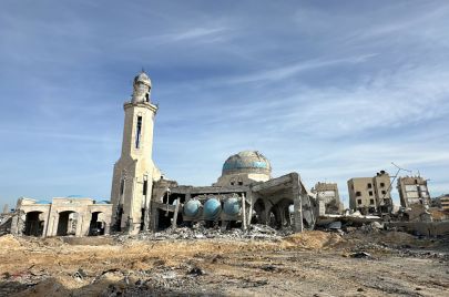 مسجد الشيخ زايد في غزة بعد تدميره. 8 يناير 2024