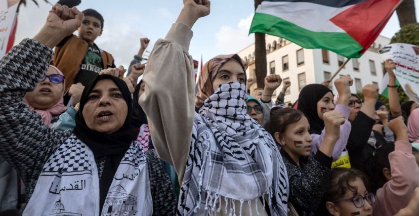 مظاهرة في المغرب دعمًا لغزة.